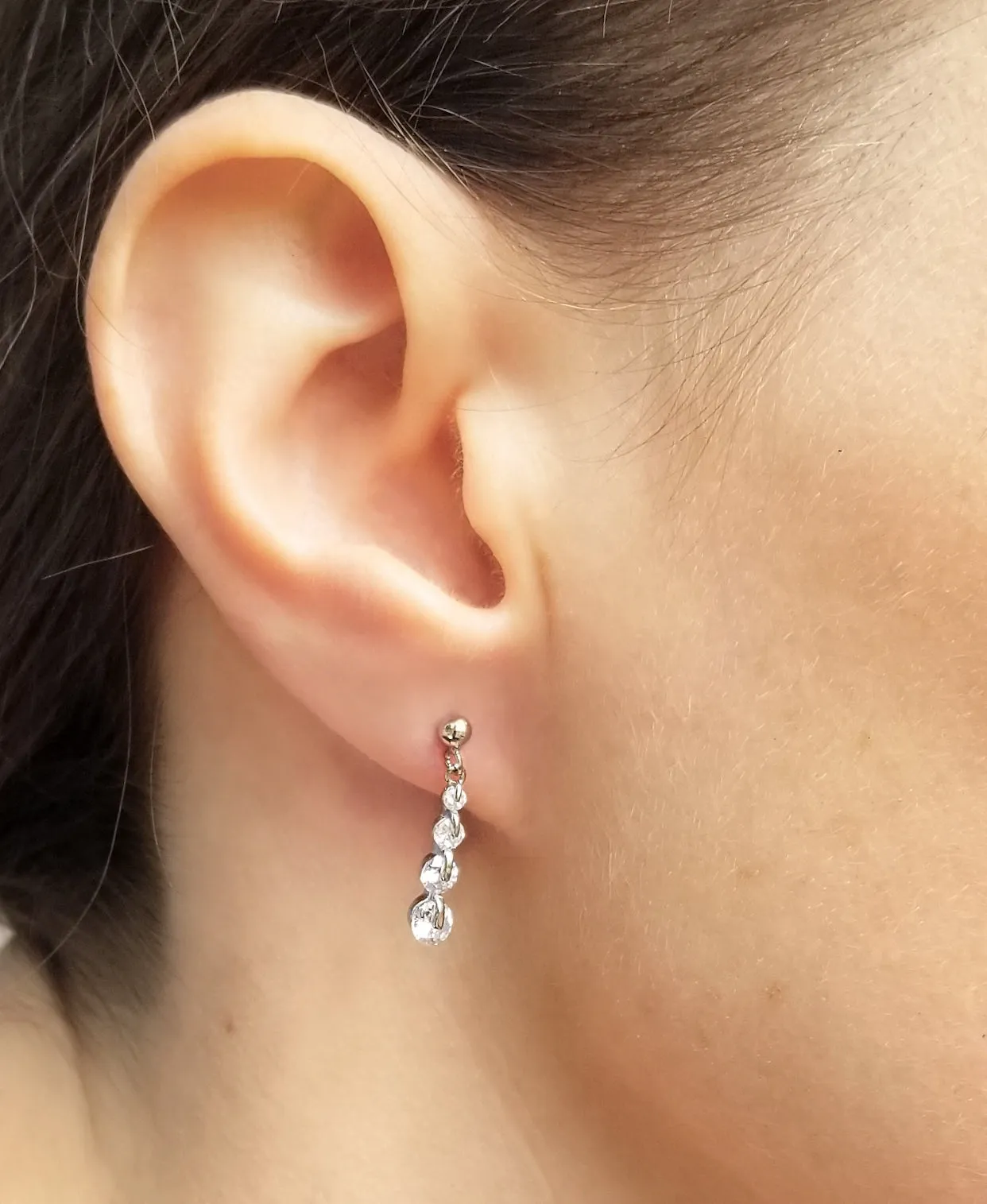 Linear Drop Cubic Zirconia Earrings