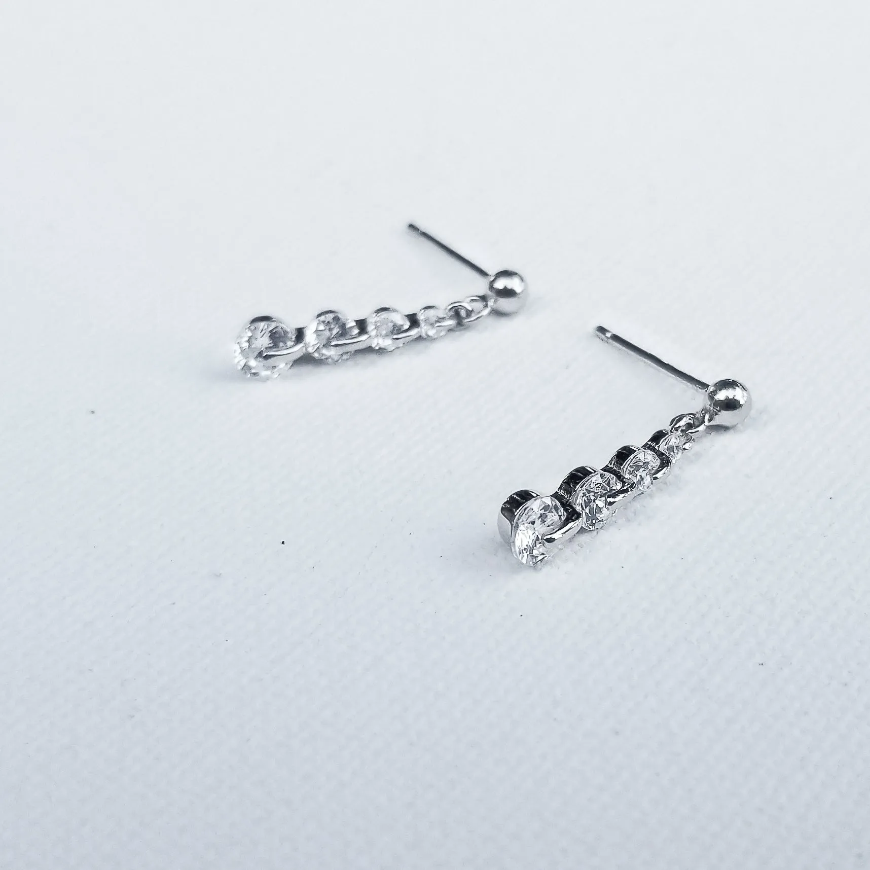 Linear Drop Cubic Zirconia Earrings