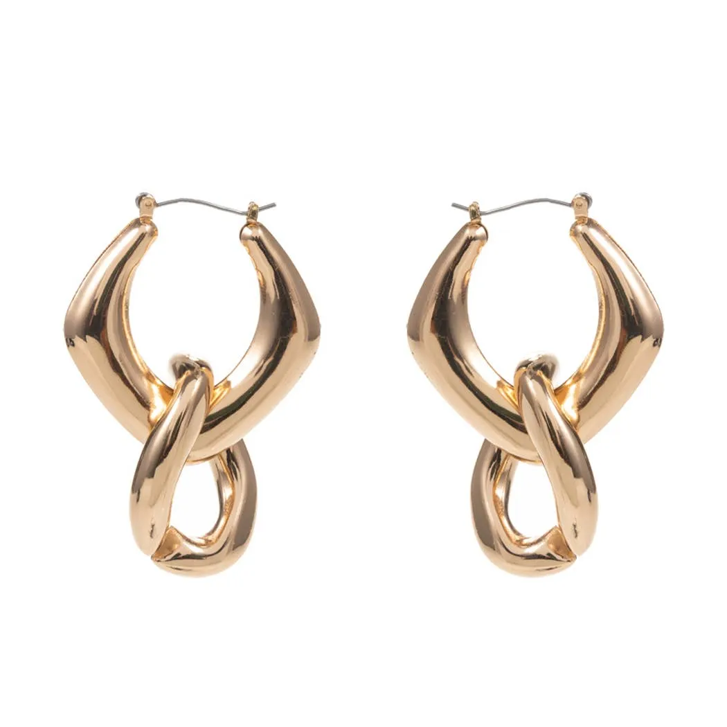 Linked Twisted Chunky Chain Hoop Earrings