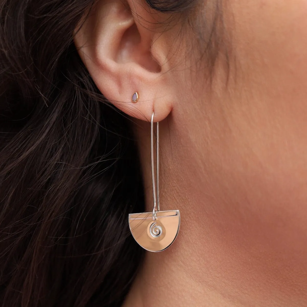 Long Fan Drop Wire Earrings