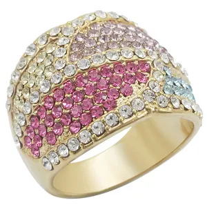 LOVCIA Multi-Color Crystal Gold Brass Ring