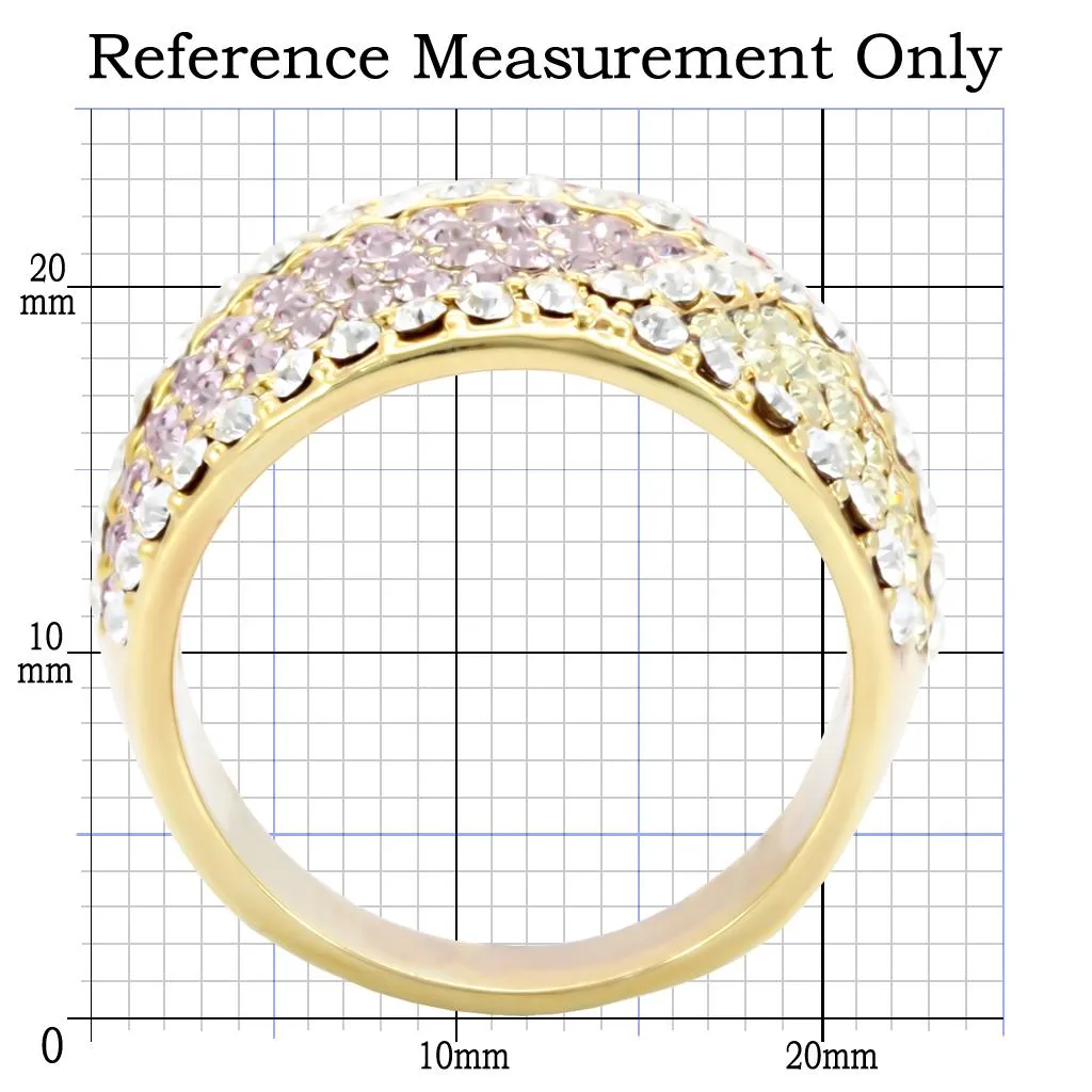 LOVCIA Multi-Color Crystal Gold Brass Ring
