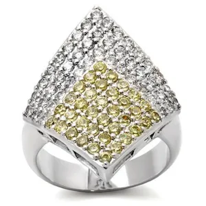 LOVCIA Rhodium Plated Brass Ring Featuring AAA Topaz-Colored CZ Stone