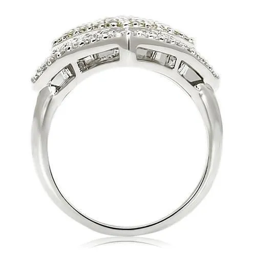 LOVCIA Rhodium Plated Brass Ring Featuring AAA Topaz-Colored CZ Stone