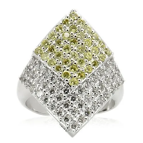 LOVCIA Rhodium Plated Brass Ring Featuring AAA Topaz-Colored CZ Stone