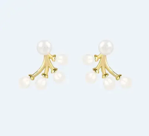 LOVCIA Women's Fashion Simple Sterling Silver Pearl Earrings