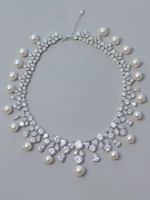 Lustrous Pearl & Crystal Royal Statement Necklace