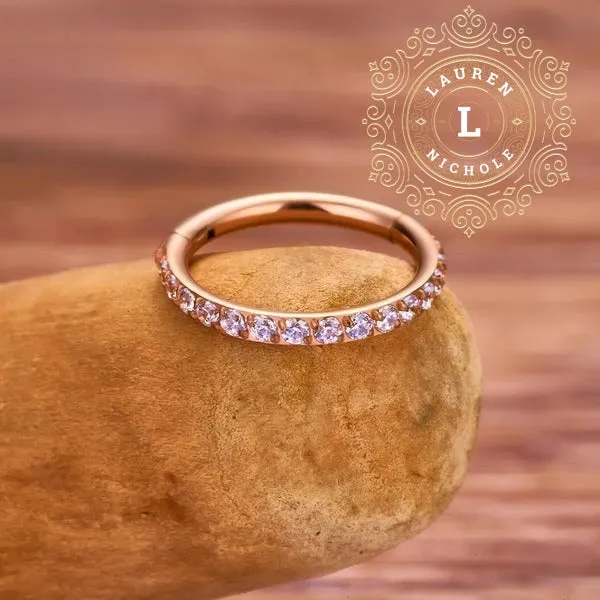 Luxe Titanium Hoop Rings with Opulent CZ Stones