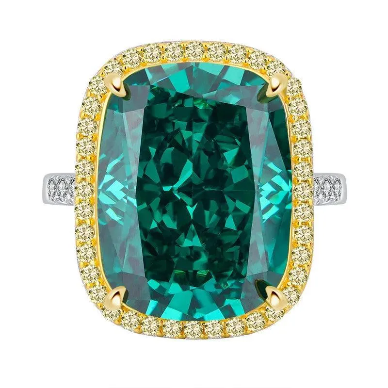 Luxury Ring set with Radiant Crushed Ice cut, High Quality AAAAA High Carbon Diamonds, Versatile Silver Fine Ring