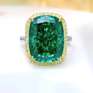 Luxury Ring set with Radiant Crushed Ice cut, High Quality AAAAA High Carbon Diamonds, Versatile Silver Fine Ring