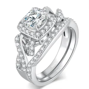 MABELLA Infinity Wedding Rings Set for Women 925 Sterling Silver Cubic Zirconia Round Cut Halo CZ Eternity Engagement Bridal Set Gifts for Her