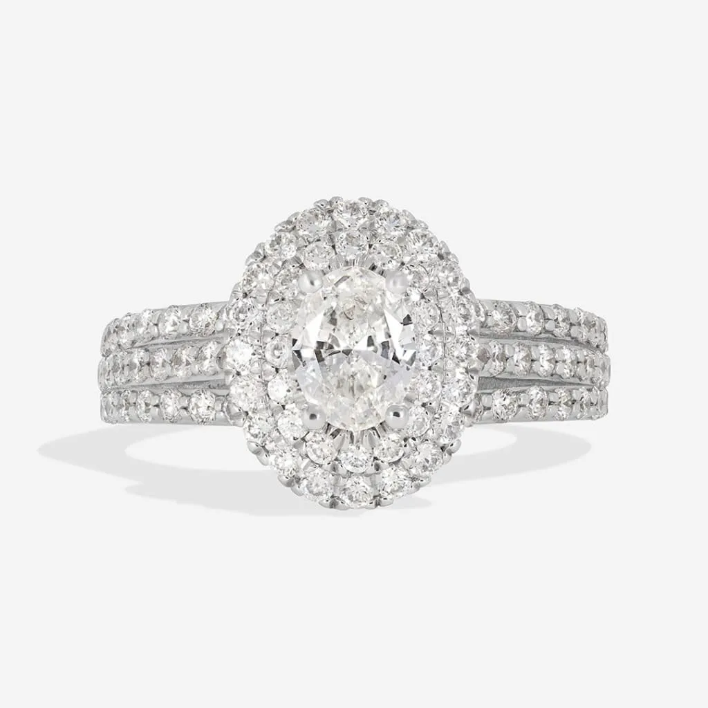 MAISIE | Oval Halo Diamond Set in 18ct White Gold 1.39ct