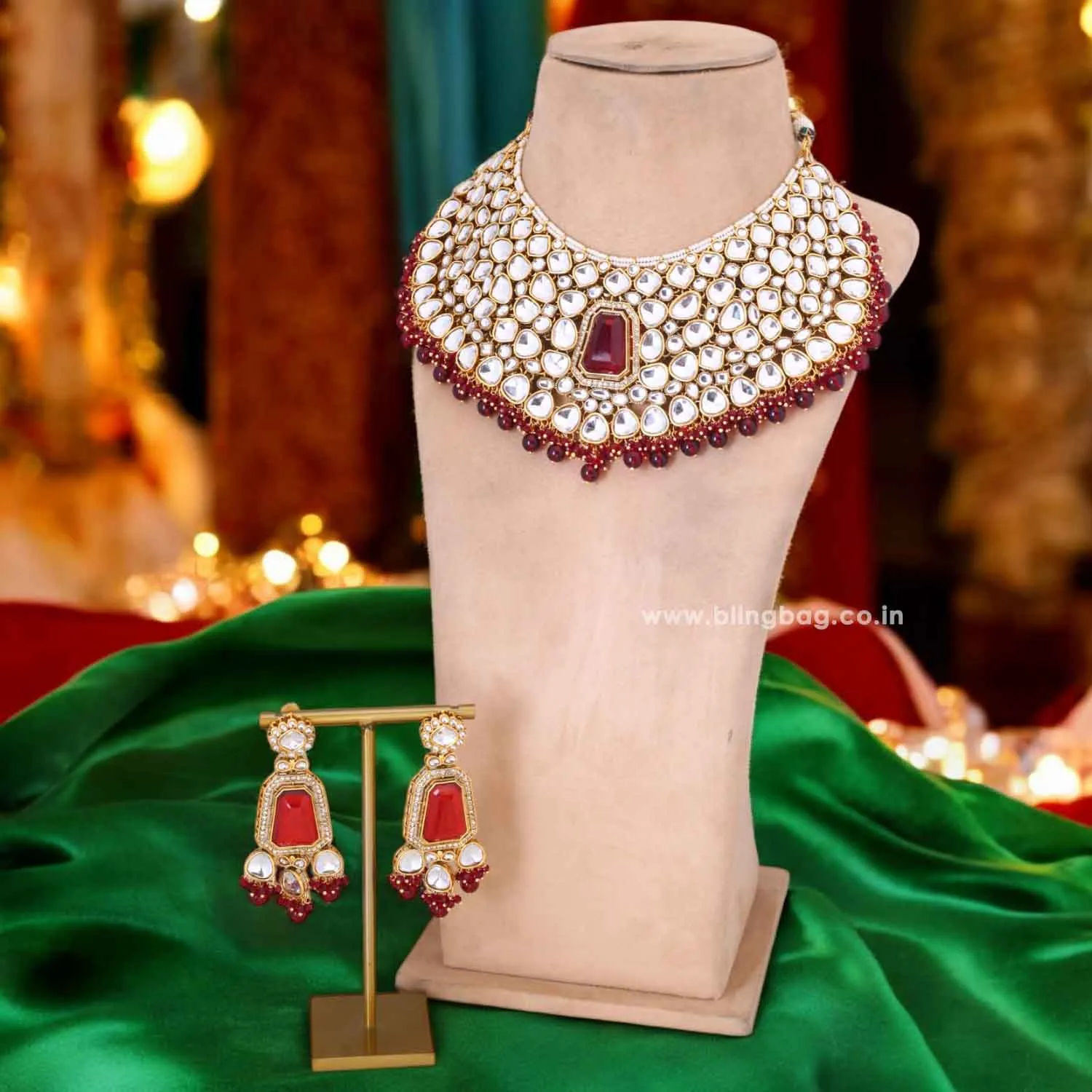Maroon Pranjalli Bridal Jewellery Set