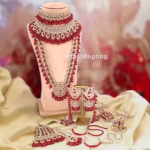 Maroon Shubani Bridal Jewellery Set
