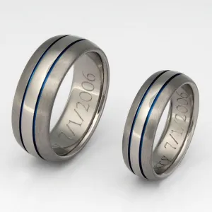 Matching Blue Titanium Ring Set stb4