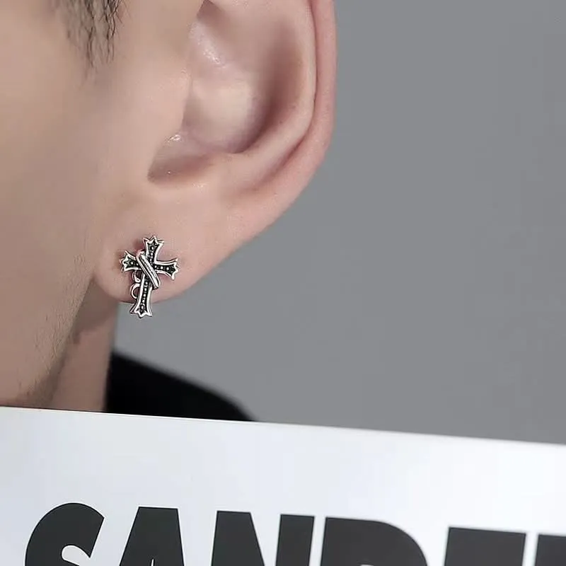 Men’s Trendy Cross Earrings – Stylish Statement Jewelry