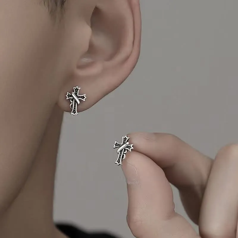 Men’s Trendy Cross Earrings – Stylish Statement Jewelry