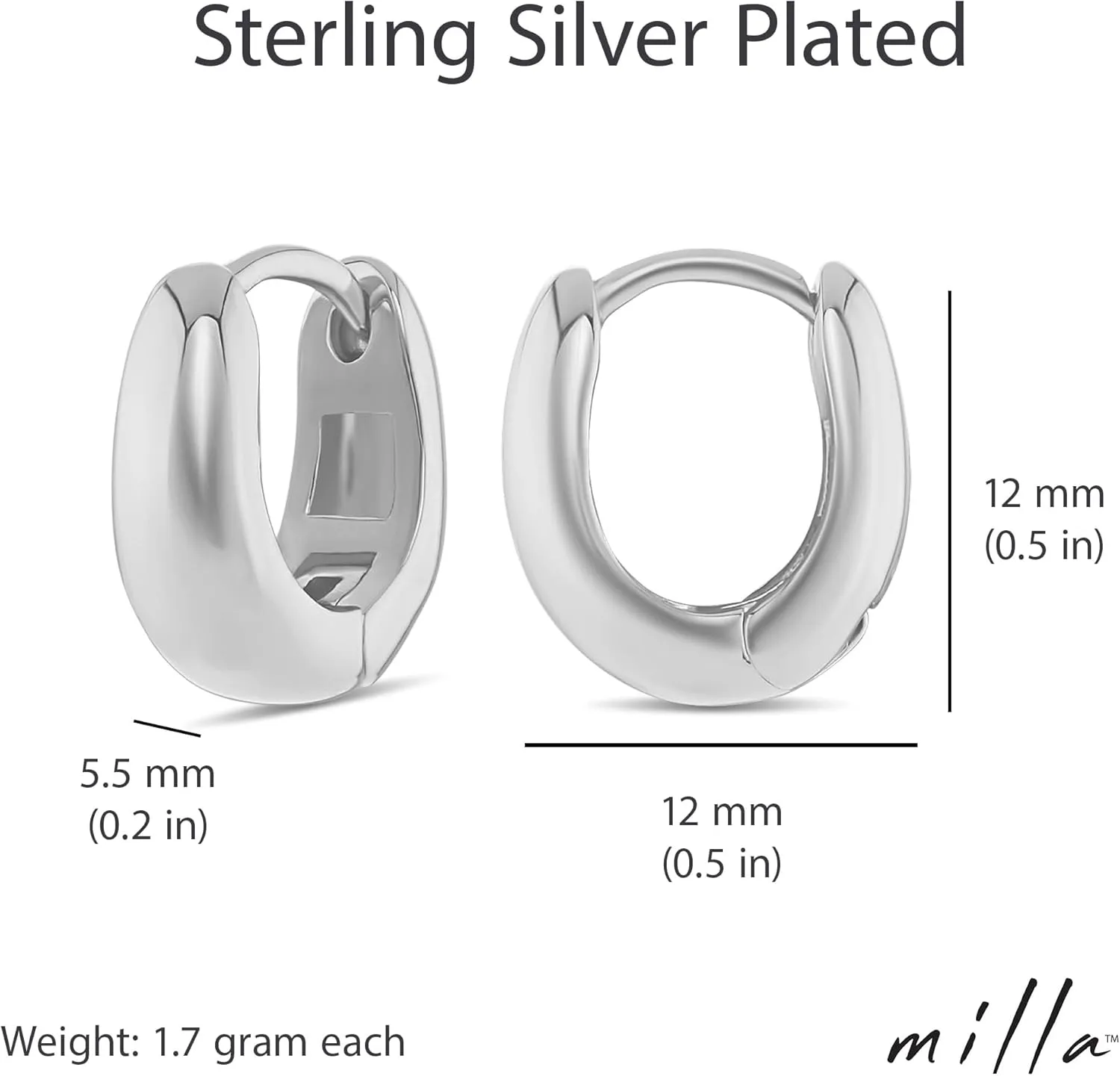 MILLA 14k Gold Huggie Earrings or Sterling Silver Huggie Earrings for Women Multipack & Individuals - Ear Huggers Earrings for Women Trendy Y2K Earrings, Preppy Earrings - Lightweight & Hypoallergenic