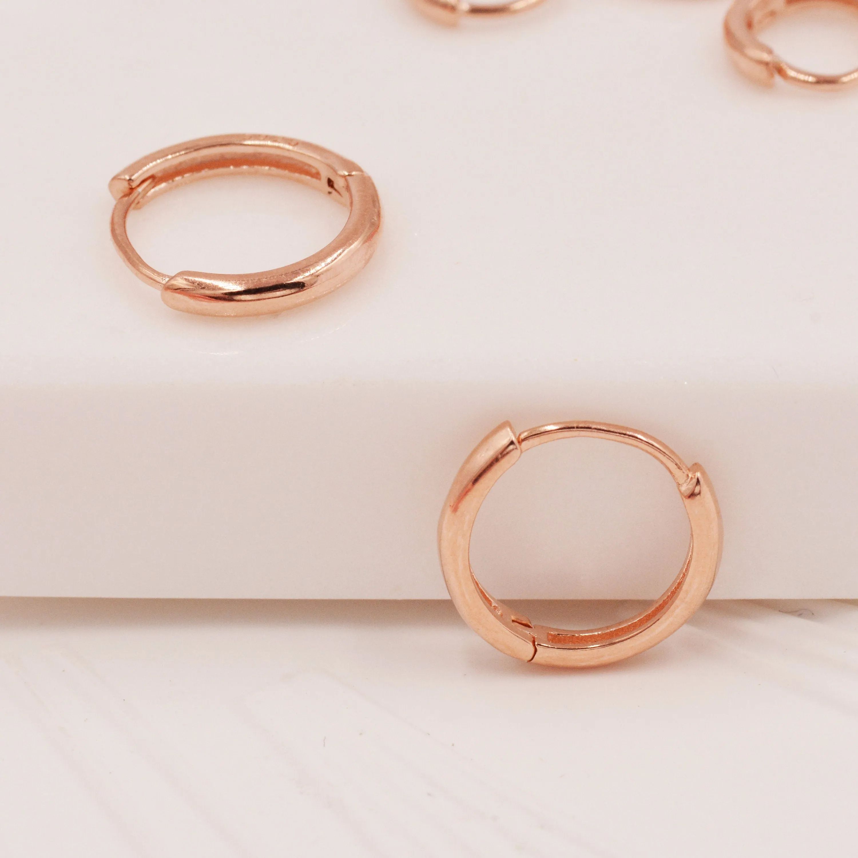 Minimalist Huggie Hoop Earrings in Sterling Silver, 6mm, 8mm, 9mm, 10mm, 12mm and 14mm Skinny Hoops, Rose Gold or Gold, Simple Hoop Earrings
