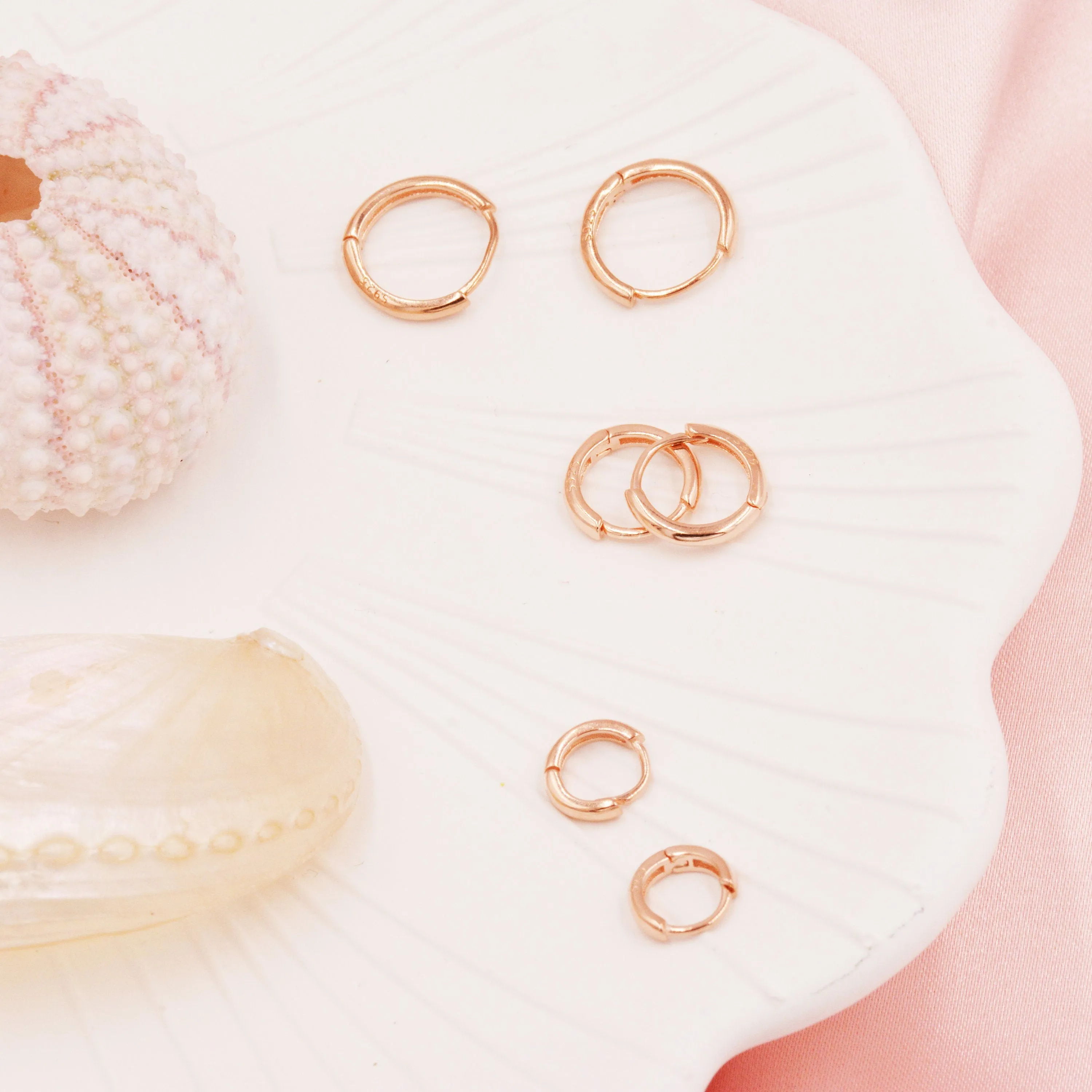Minimalist Huggie Hoop Earrings in Sterling Silver, 6mm, 8mm, 9mm, 10mm, 12mm and 14mm Skinny Hoops, Rose Gold or Gold, Simple Hoop Earrings