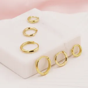 Minimalist Huggie Hoop Earrings in Sterling Silver, 6mm, 8mm, 9mm, 10mm, 12mm and 14mm Skinny Hoops, Rose Gold or Gold, Simple Hoop Earrings