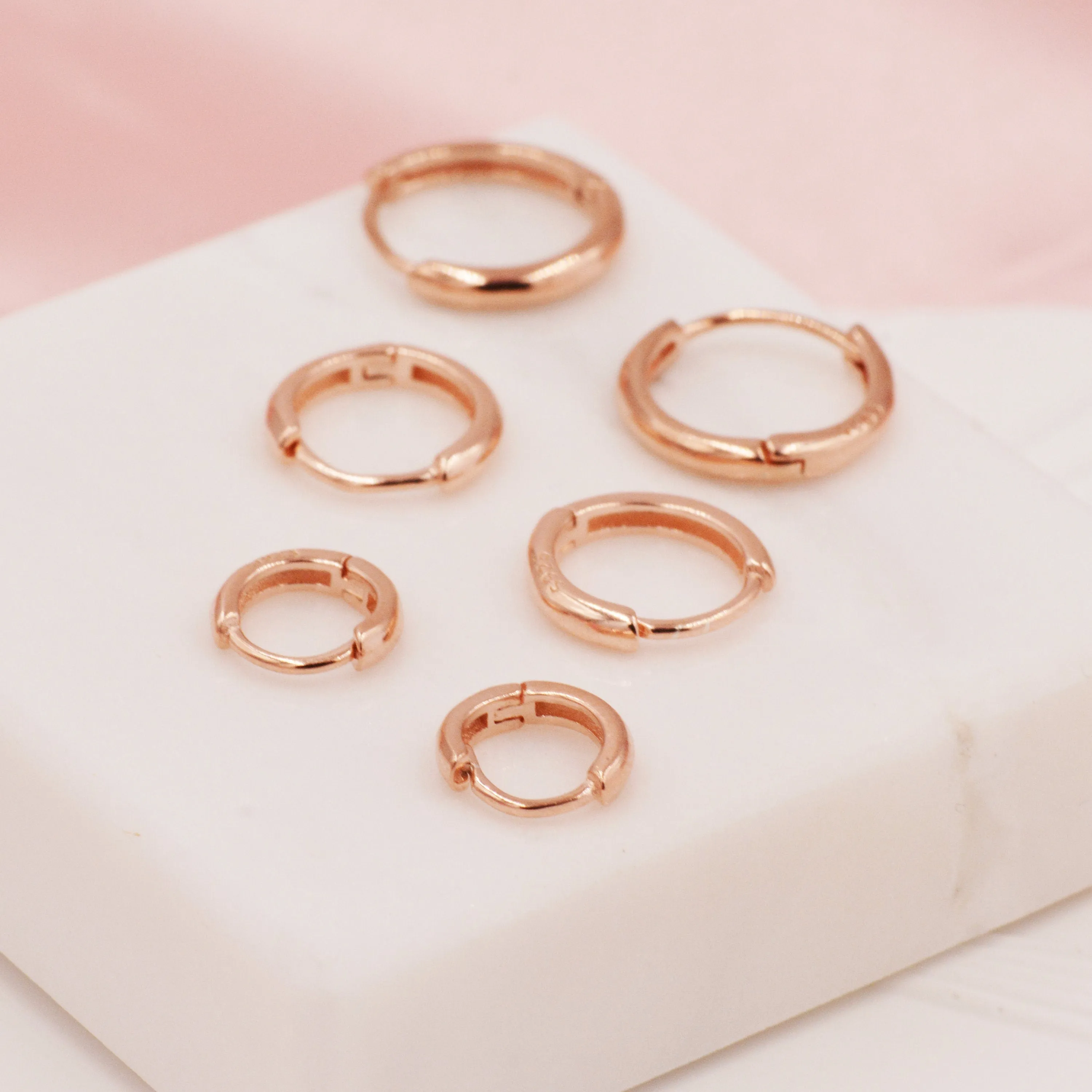 Minimalist Huggie Hoop Earrings in Sterling Silver, 6mm, 8mm, 9mm, 10mm, 12mm and 14mm Skinny Hoops, Rose Gold or Gold, Simple Hoop Earrings