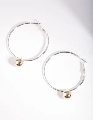 Mixed Metal Simple Ball Hoop Earrings