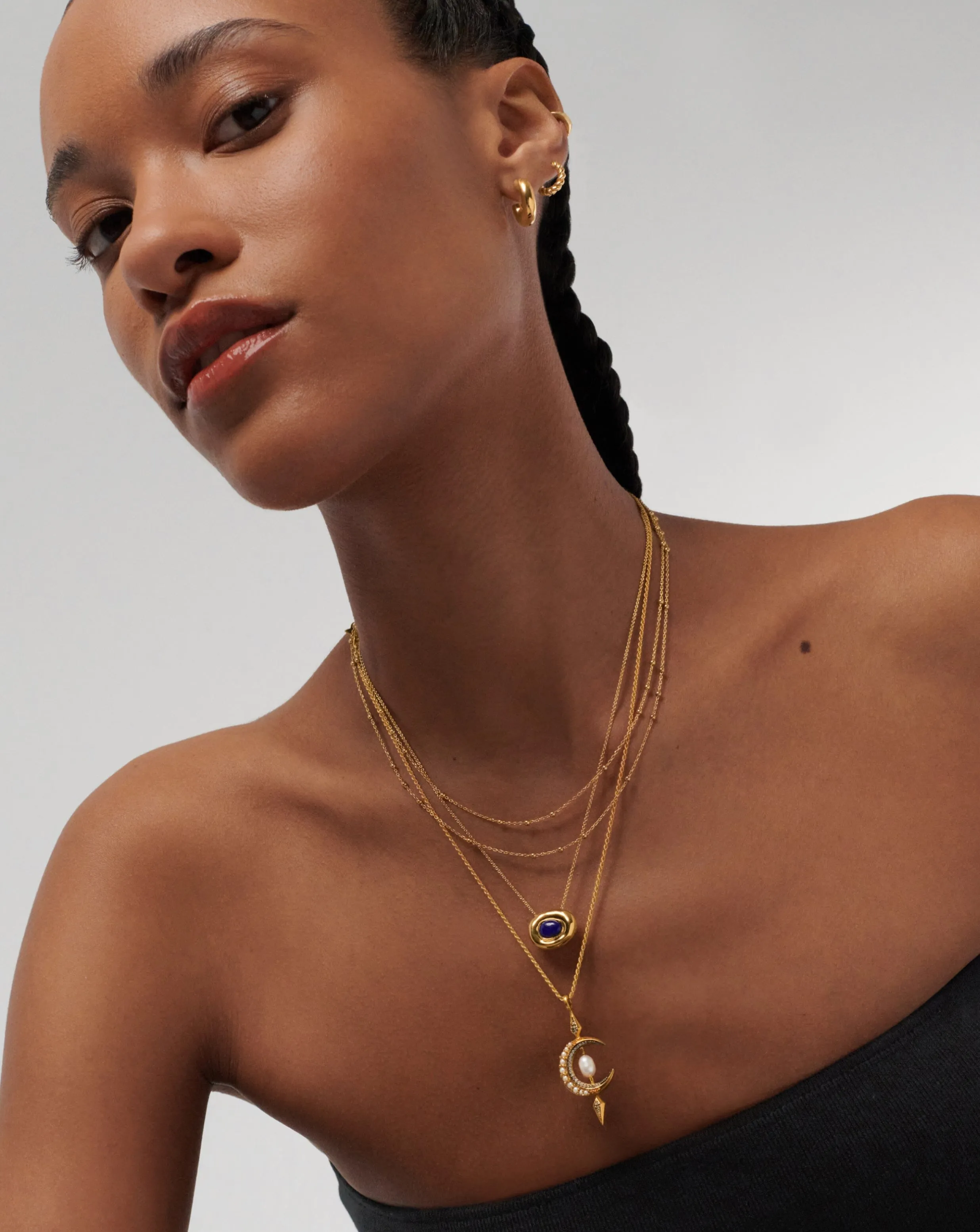 Molten Gemstone Doughnut Pendant Necklace | 18ct Gold Vermeil/Lapis