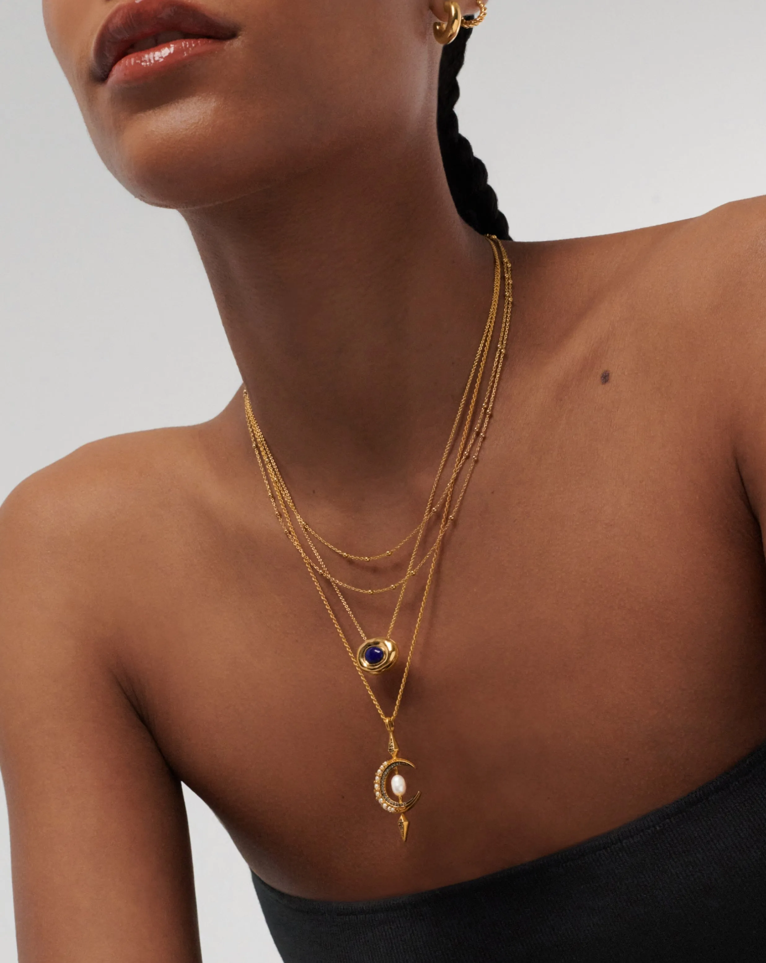 Molten Gemstone Doughnut Pendant Necklace | 18ct Gold Vermeil/Lapis