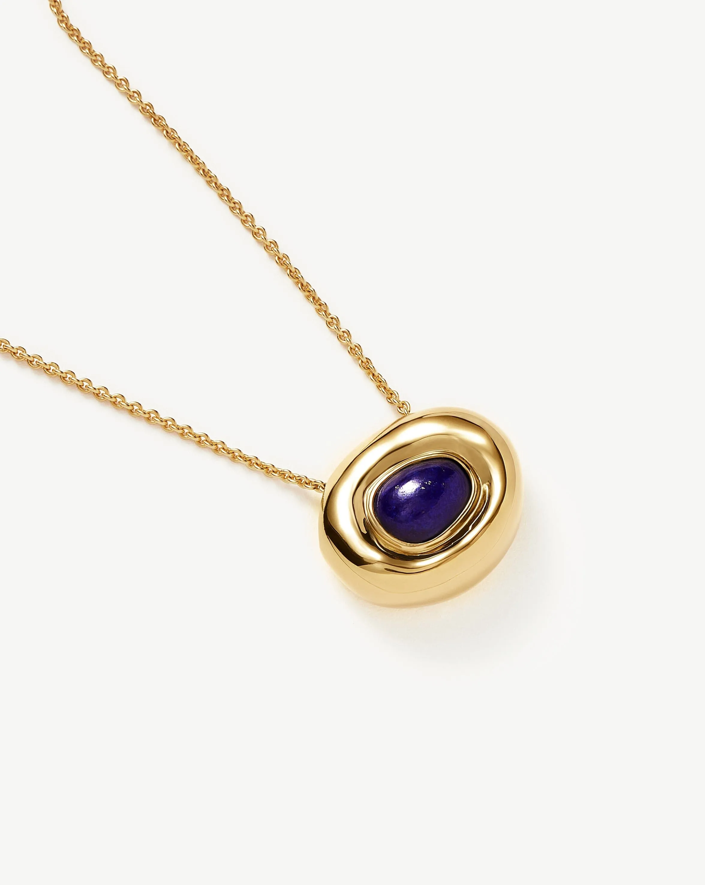 Molten Gemstone Doughnut Pendant Necklace | 18ct Gold Vermeil/Lapis