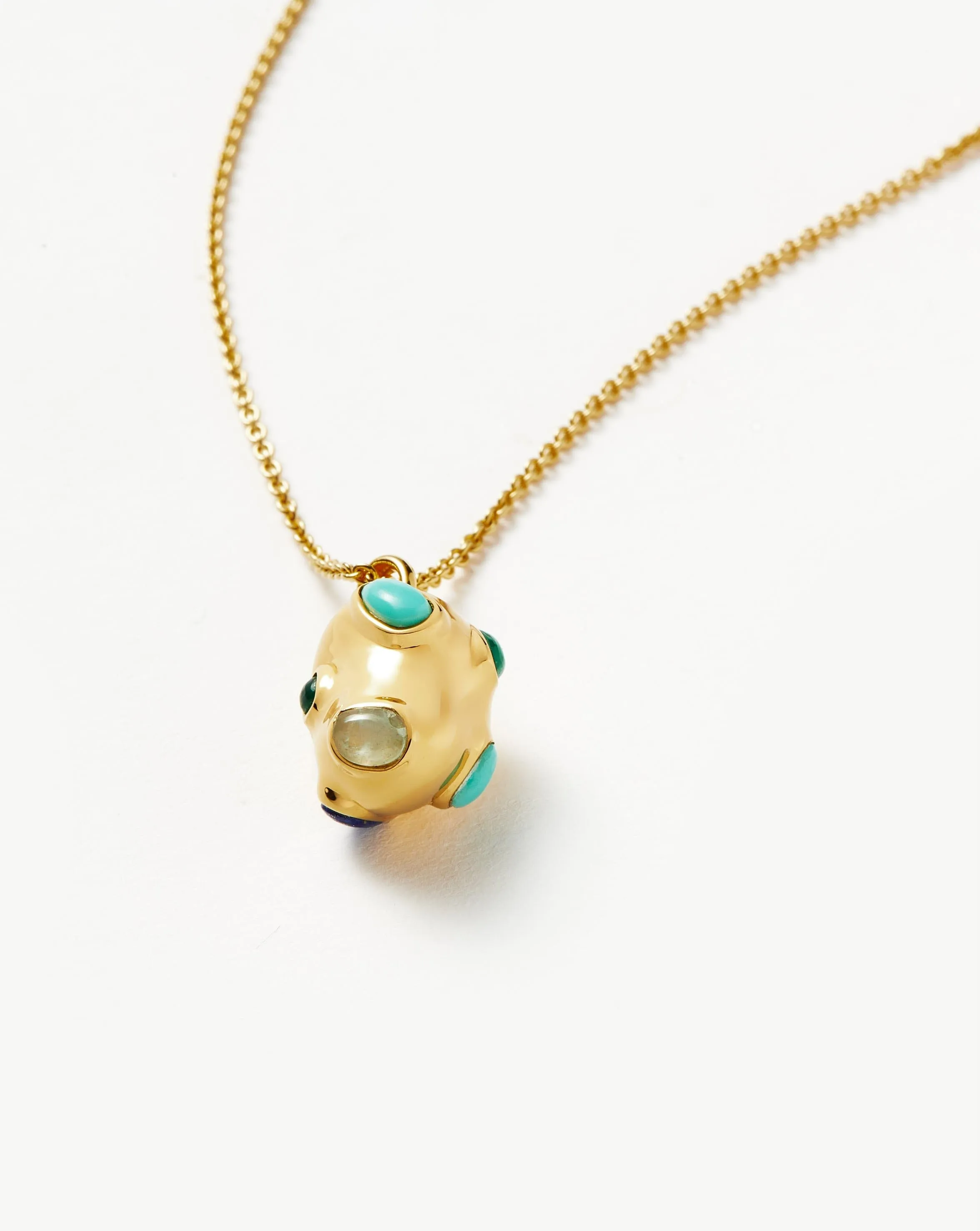 Molten Gemstone Nugget Pendant Necklace | 18k Gold Vermeil/Multi & Lapis