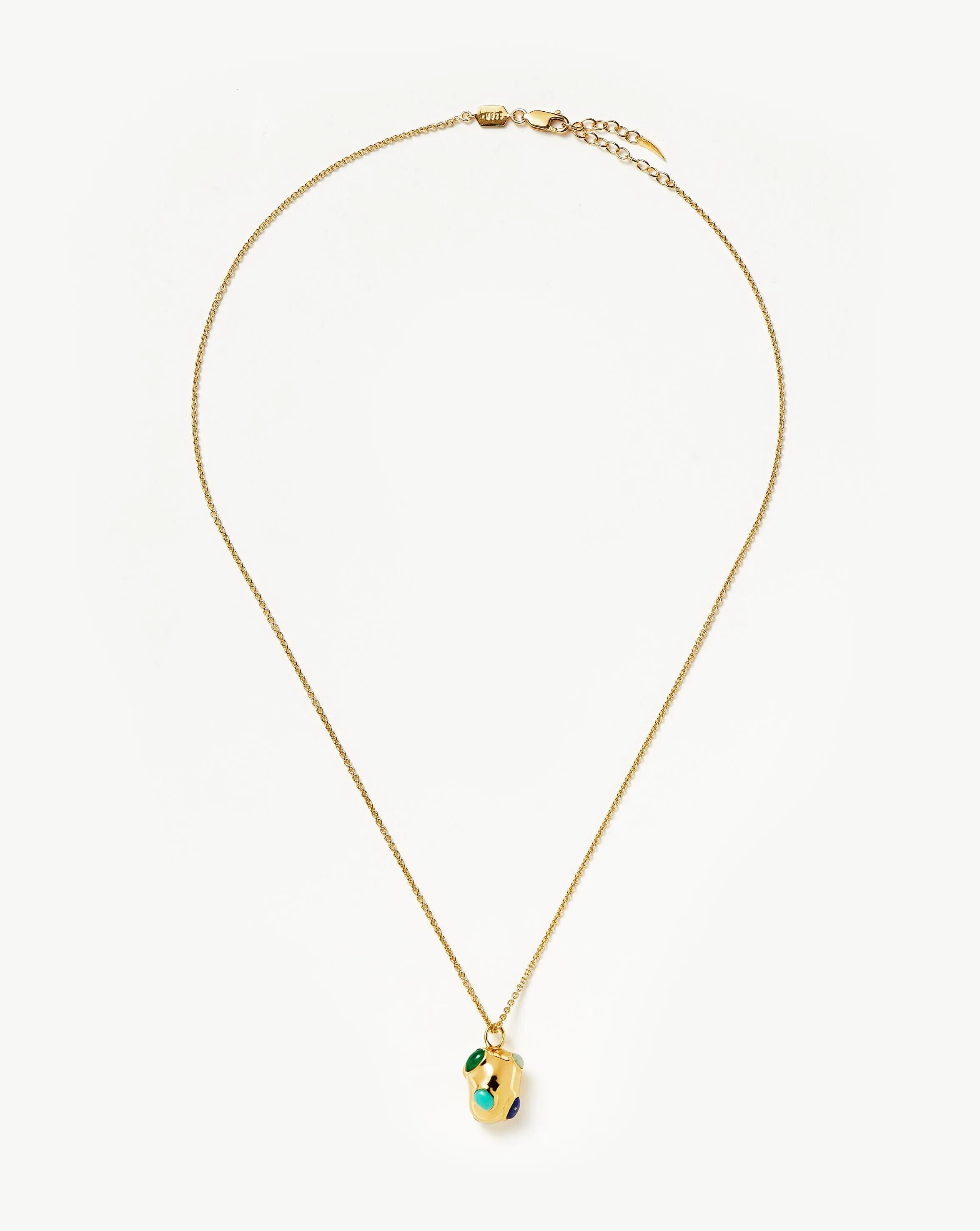 Molten Gemstone Nugget Pendant Necklace | 18k Gold Vermeil/Multi & Lapis