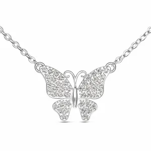 Monarch CZ Butterfly Necklace Sterling Silver