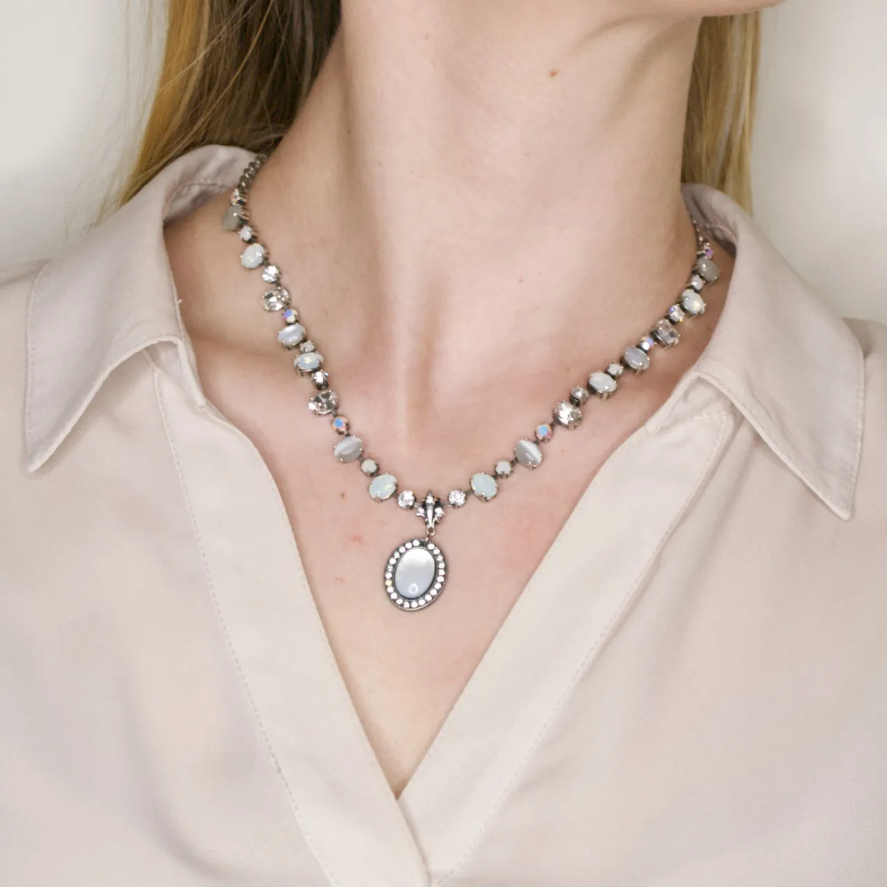 Mother of Pearl and Moonstone Regal Pendant Necklace by AMARO
