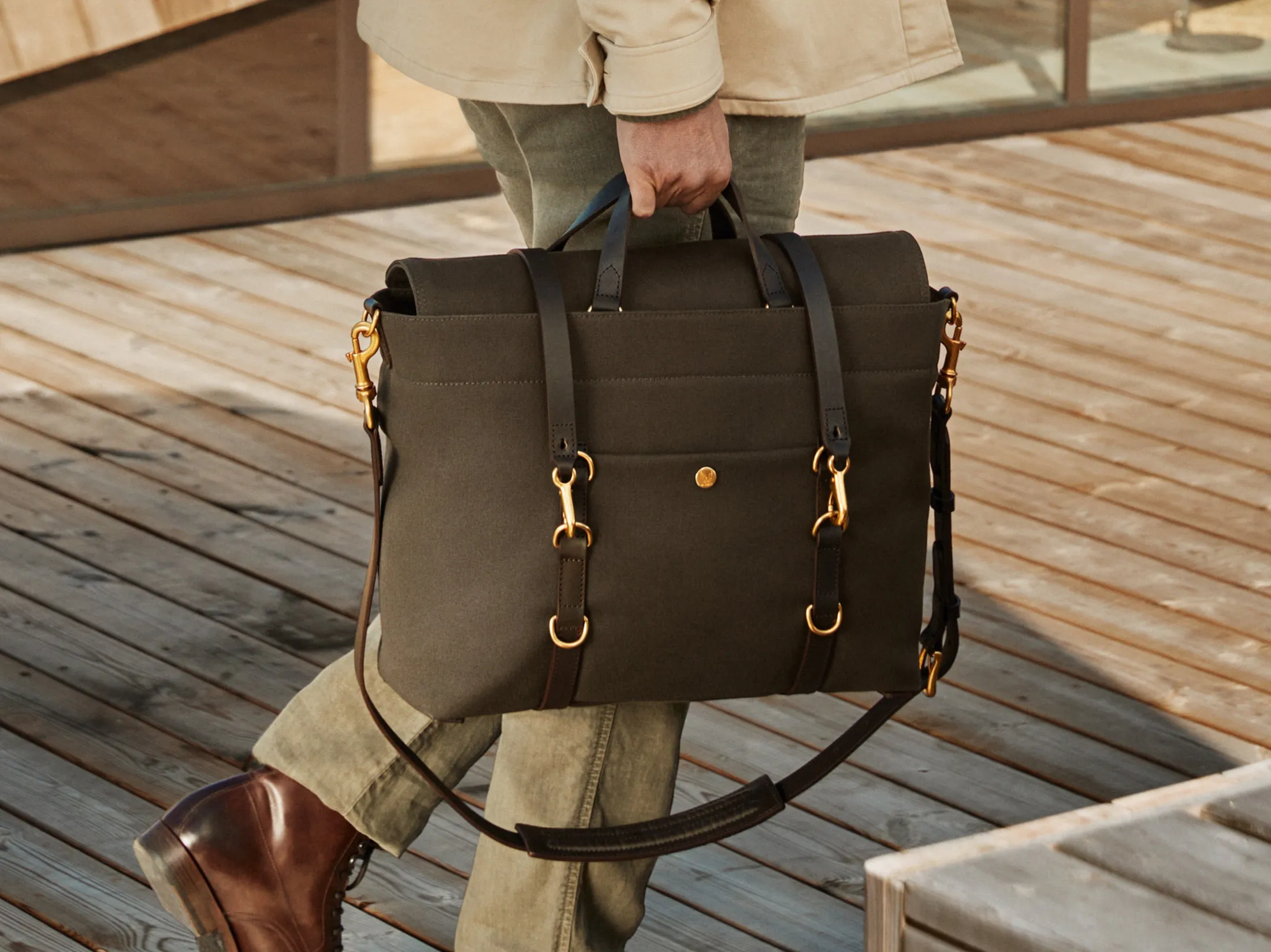 M/S Satchel - Army/Dark Brown