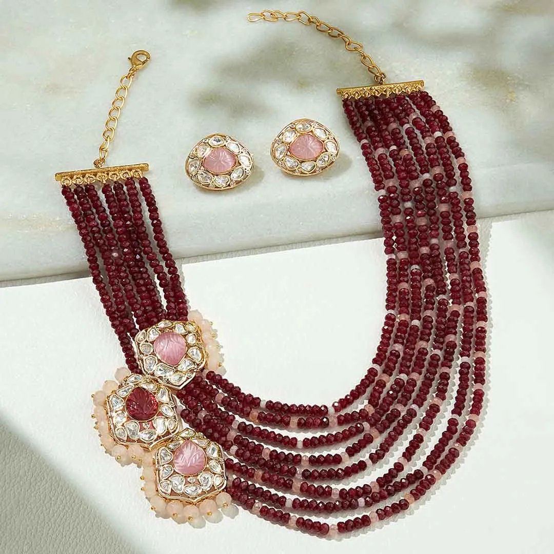 Multi Colour Broach Necklace Set - MRJBR23NS 20