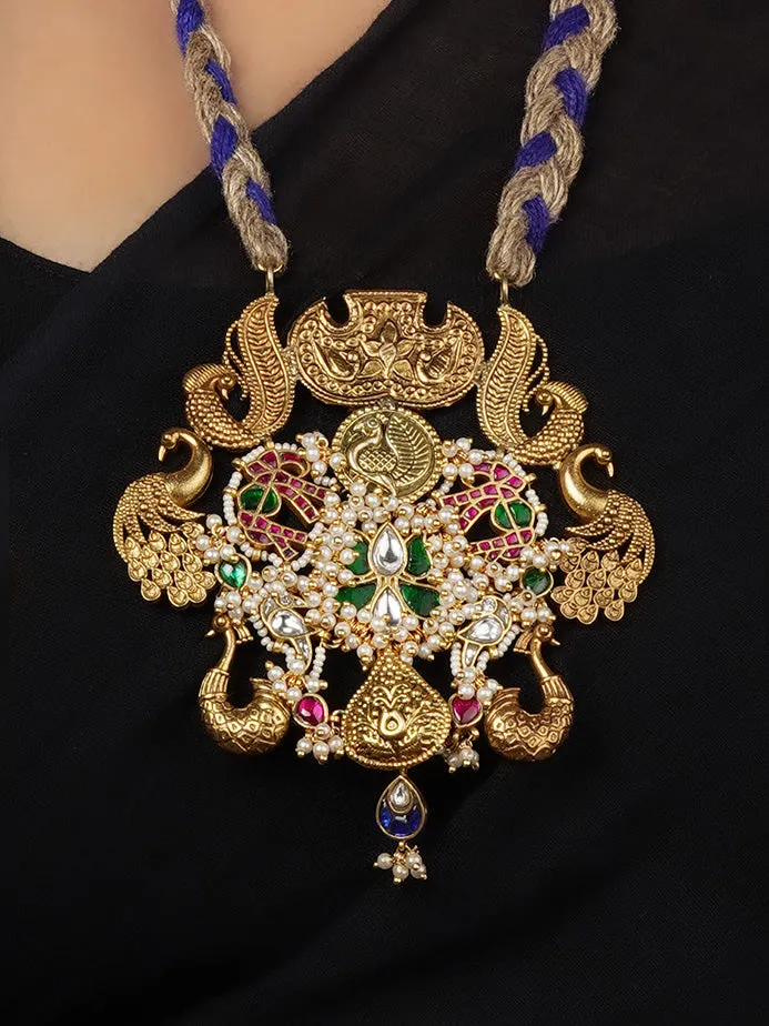 Multicolor Gold Plated Mishr Tribal Necklace - MR-N80M