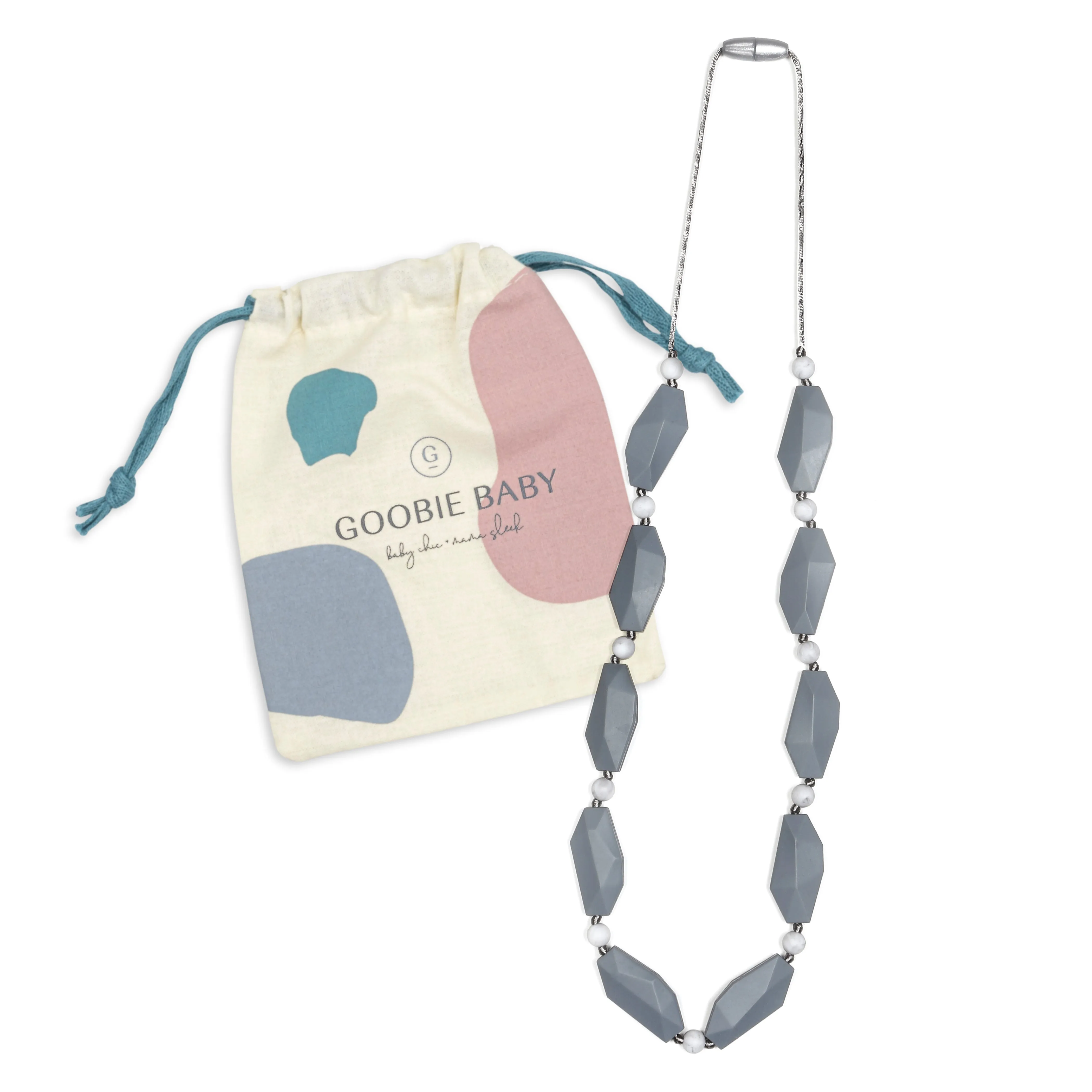 Naomi Teething Necklace - Grey/Marble
