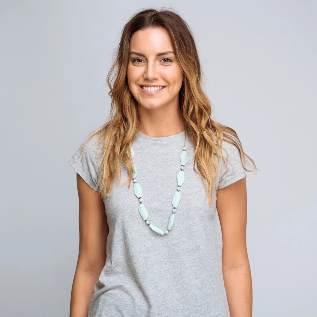 Naomi Teething Necklace - Mint/Marble