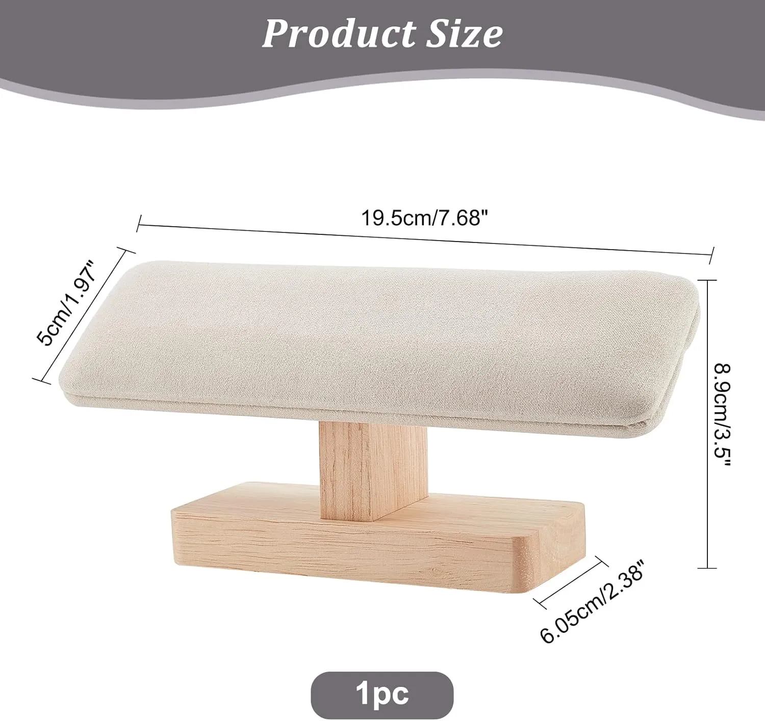NBEADS Wooden Watch Display Stand, T-Bar Bracelet Holder Faux Suede Jewelry Organizer Holder Removable Bangle Pendants Anklet Tower Rack for Home Use, Retail Display Selling Gainsboro, 7.6x1.9x3.5inch
