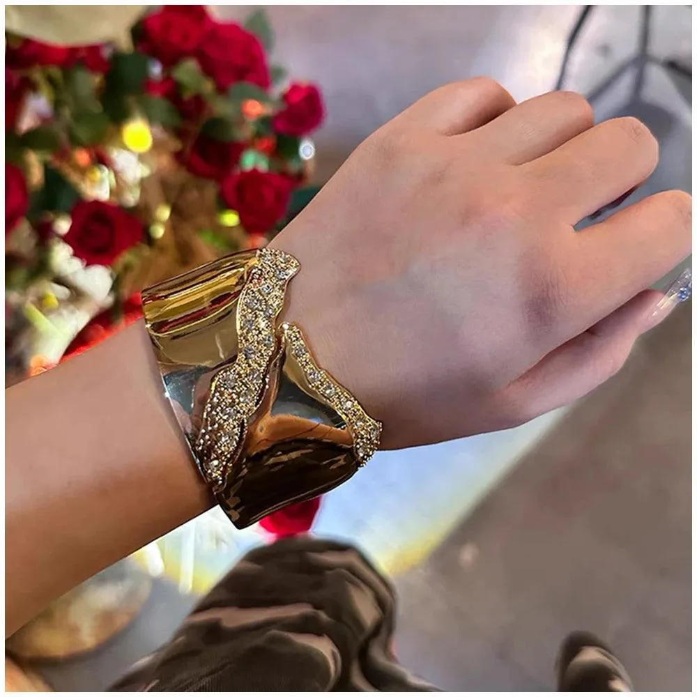 New Luxury Design Fashion Minimalist Cuff Bracelets Bangles for Women - Irregular Shape Statement Bangle Jewellery