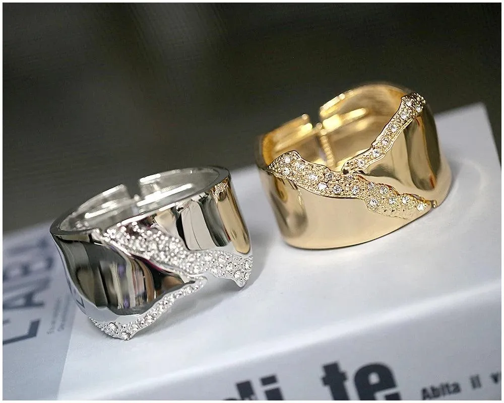 New Luxury Design Fashion Minimalist Cuff Bracelets Bangles for Women - Irregular Shape Statement Bangle Jewellery