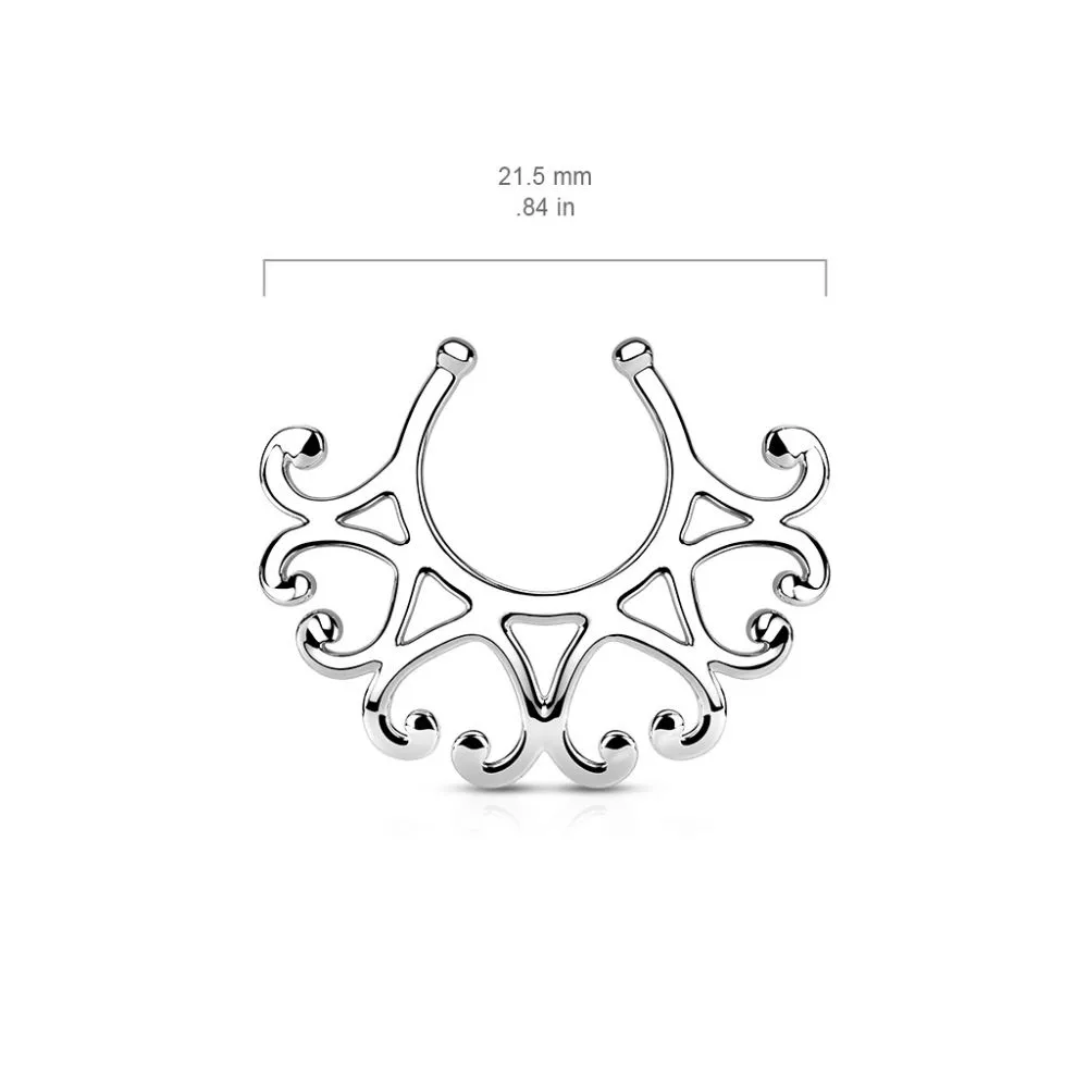 Non-Piercing Clip On Nipple Ring Adjustable Small Vintage Heart - Pair