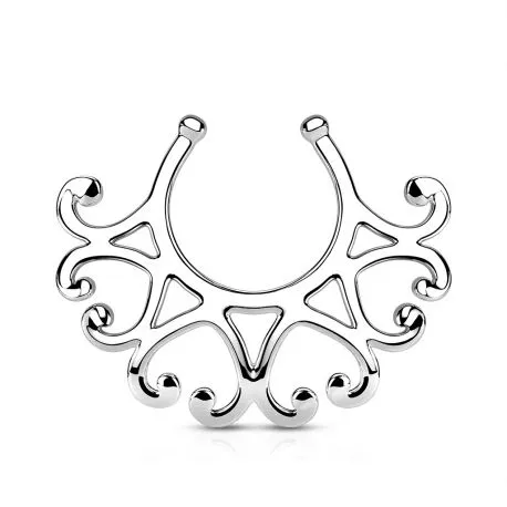 Non-Piercing Clip On Nipple Ring Adjustable Small Vintage Heart - Pair