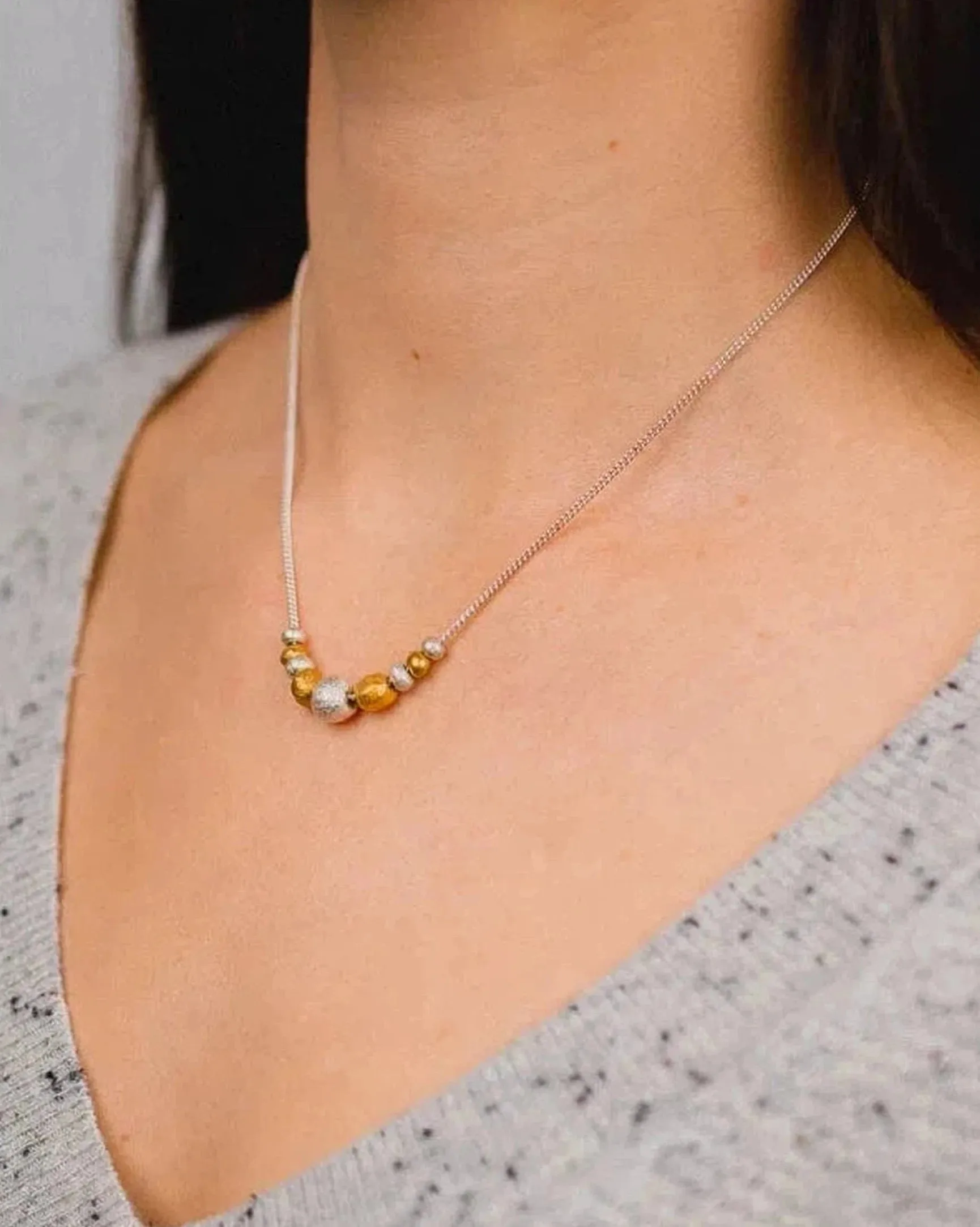 Nugget Chain Pendant - Gold and Silver