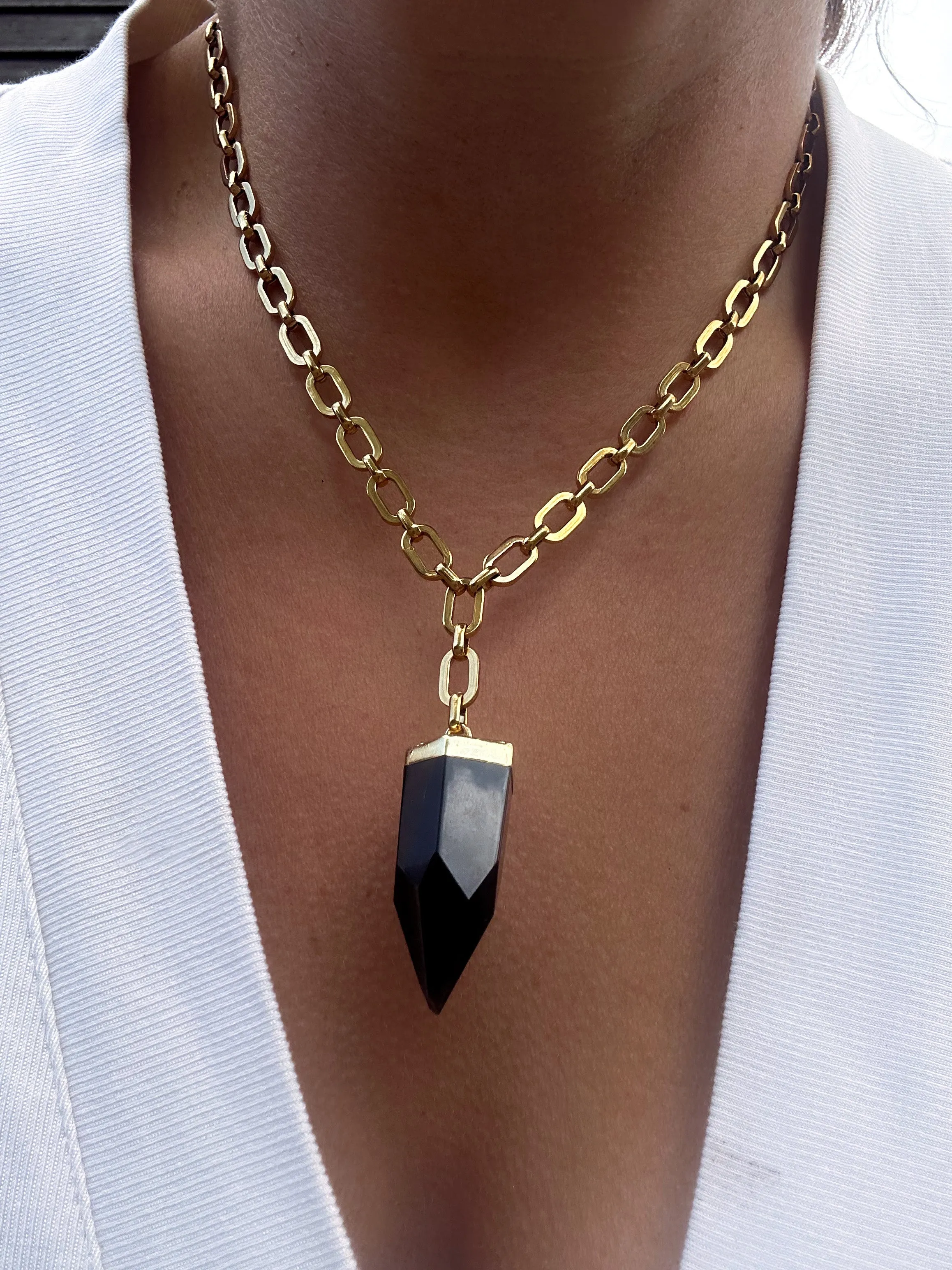 Obsidian Point Lariat Necklace