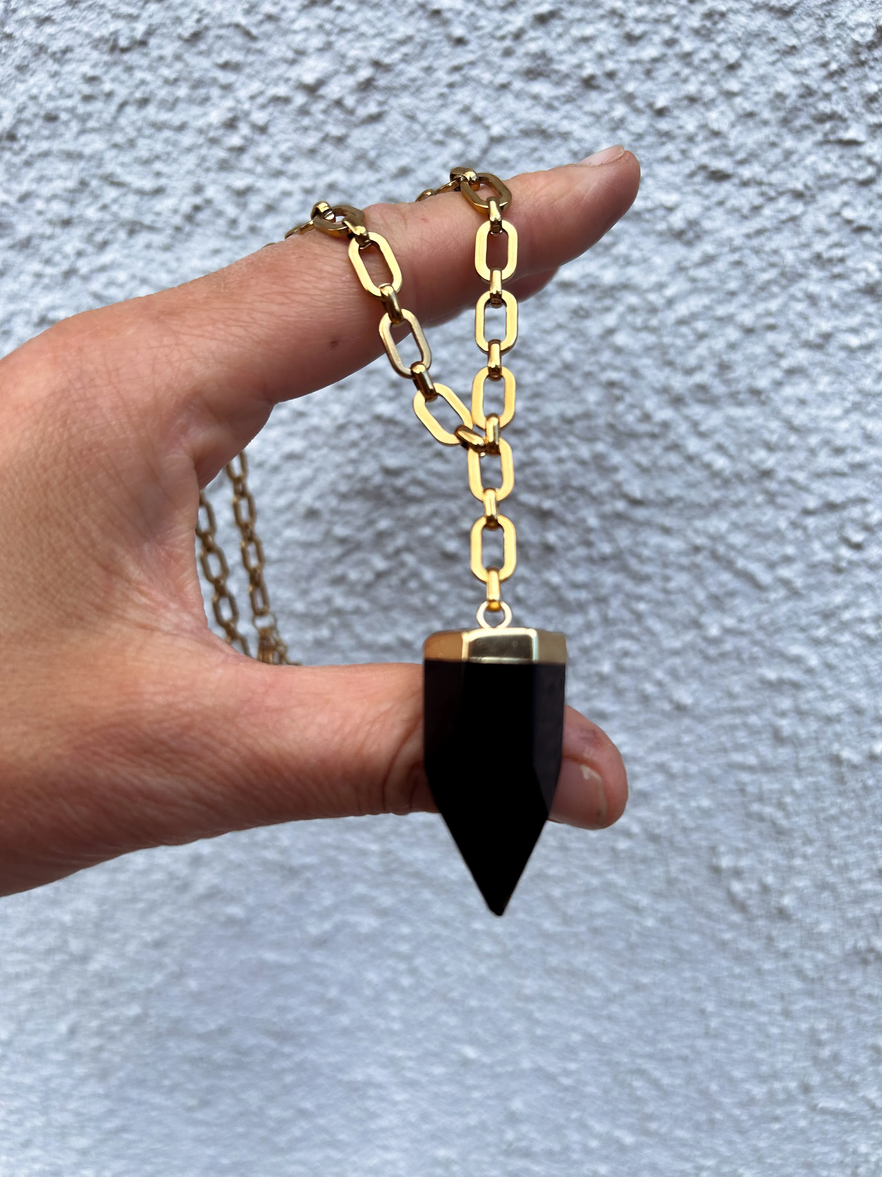 Obsidian Point Lariat Necklace