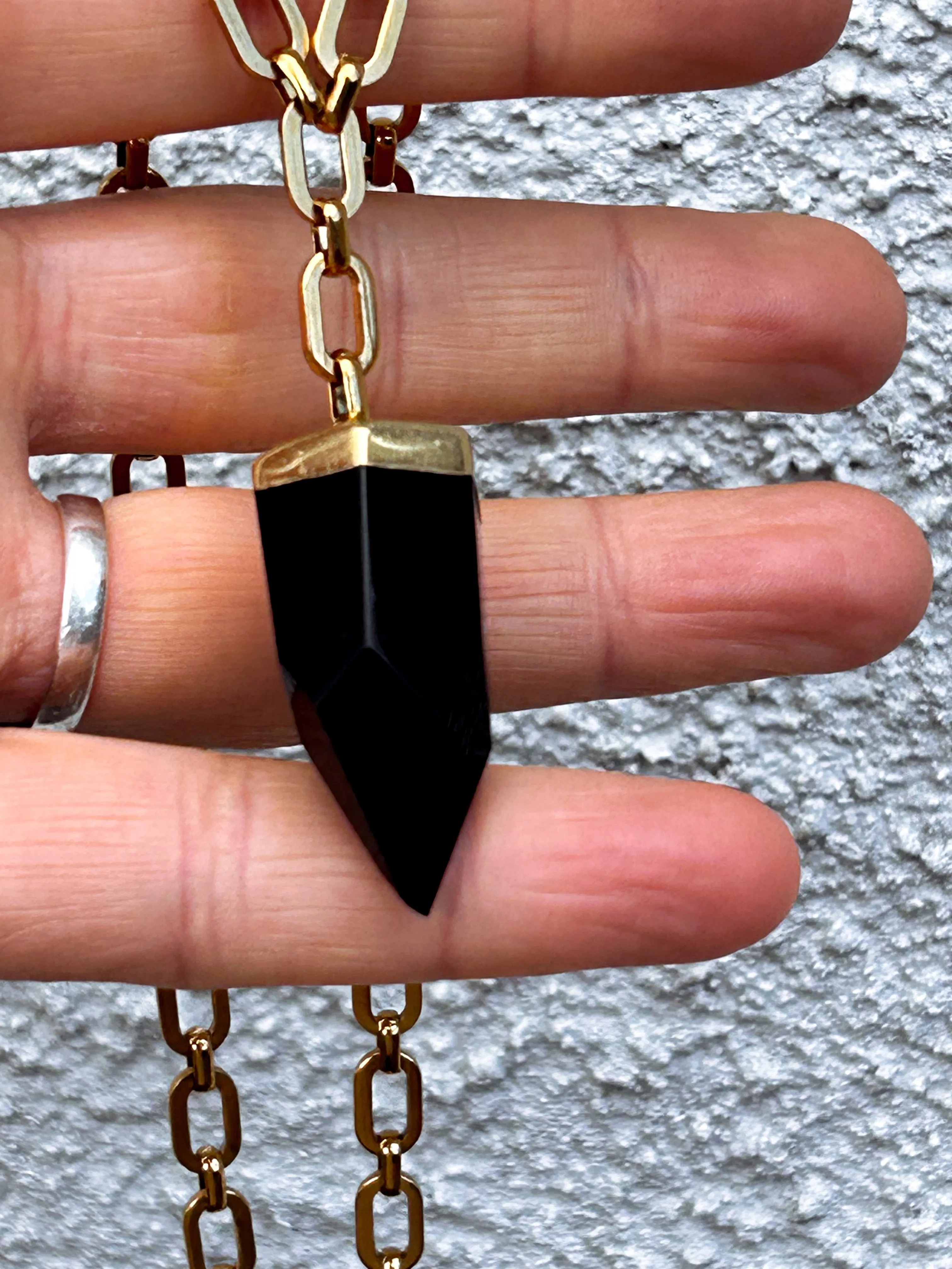 Obsidian Point Lariat Necklace