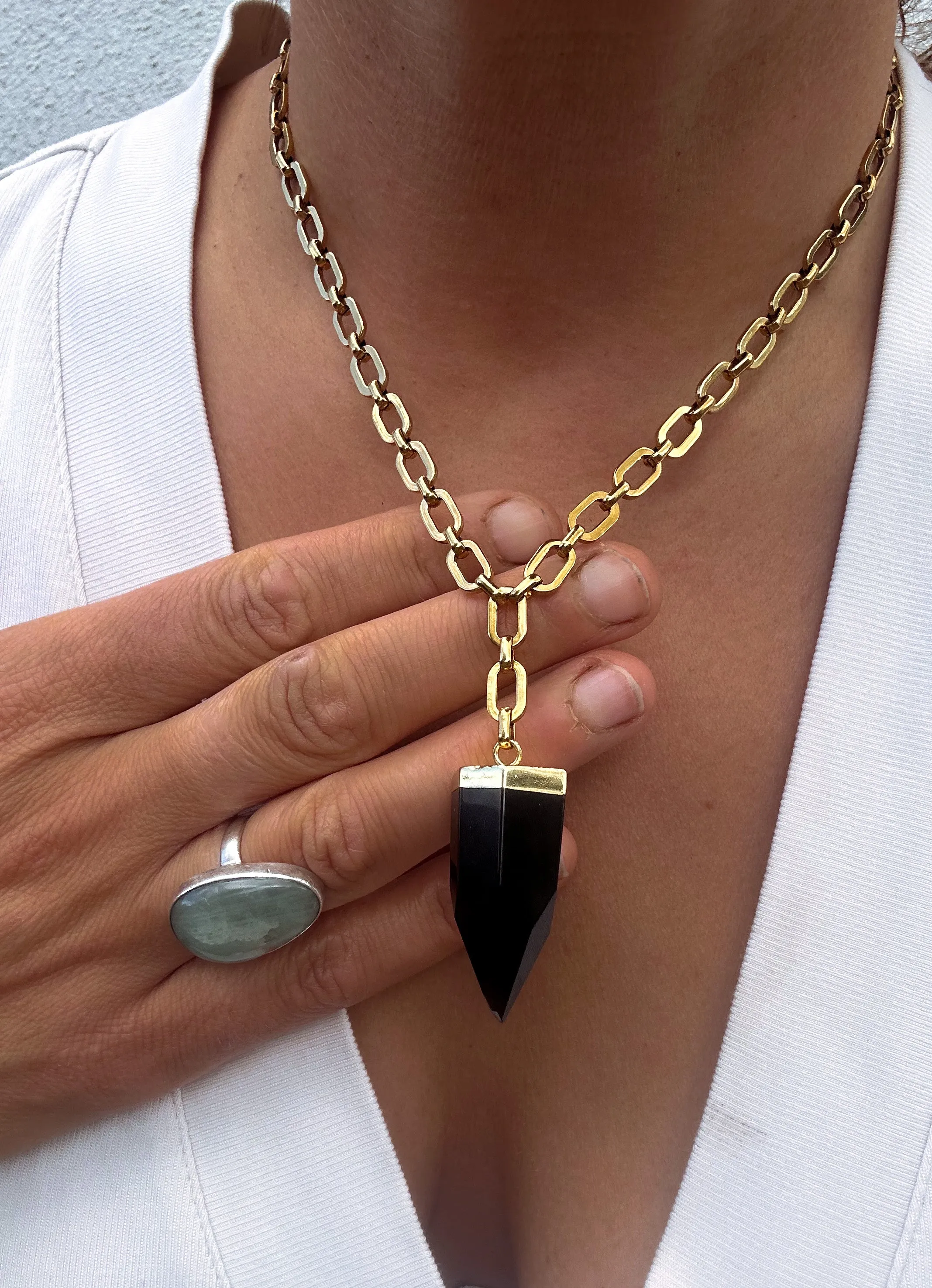 Obsidian Point Lariat Necklace
