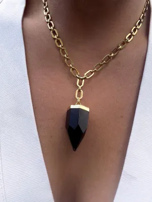 Obsidian Point Lariat Necklace